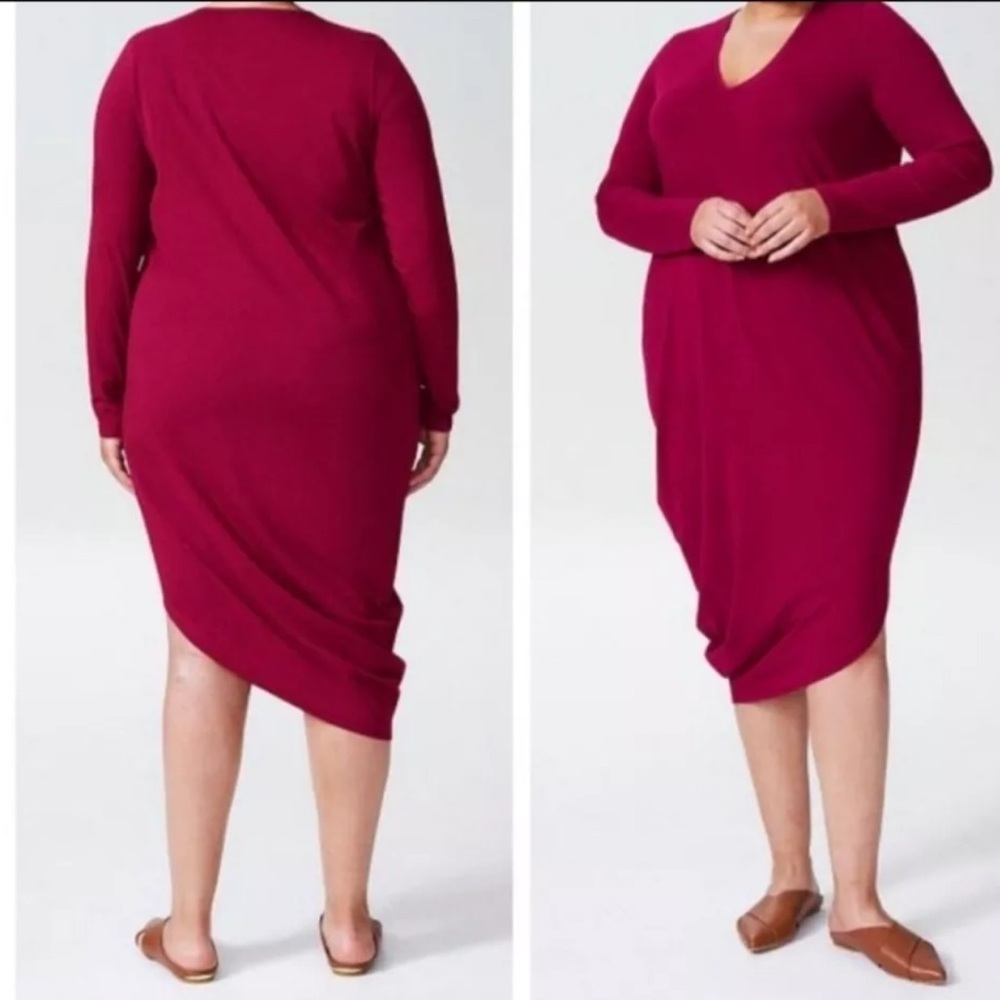 Universal‎ Standard Asymmetrical Cotton Long Sleeve Dress